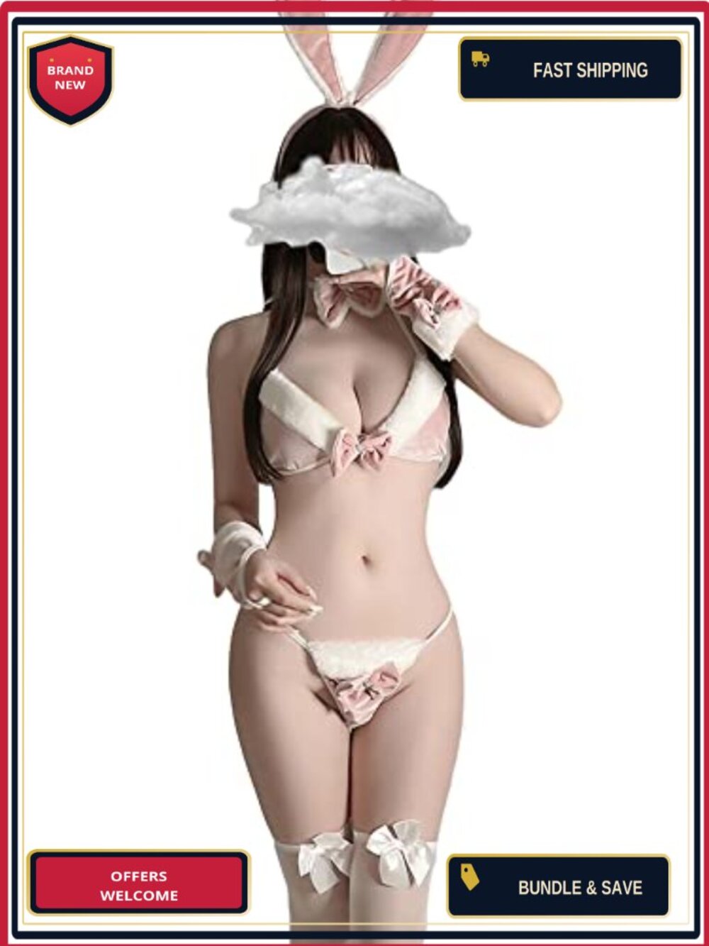 Furry Bunny Cosplay Lingerie Set Velvet Anime Bikini Bra Panty Costume